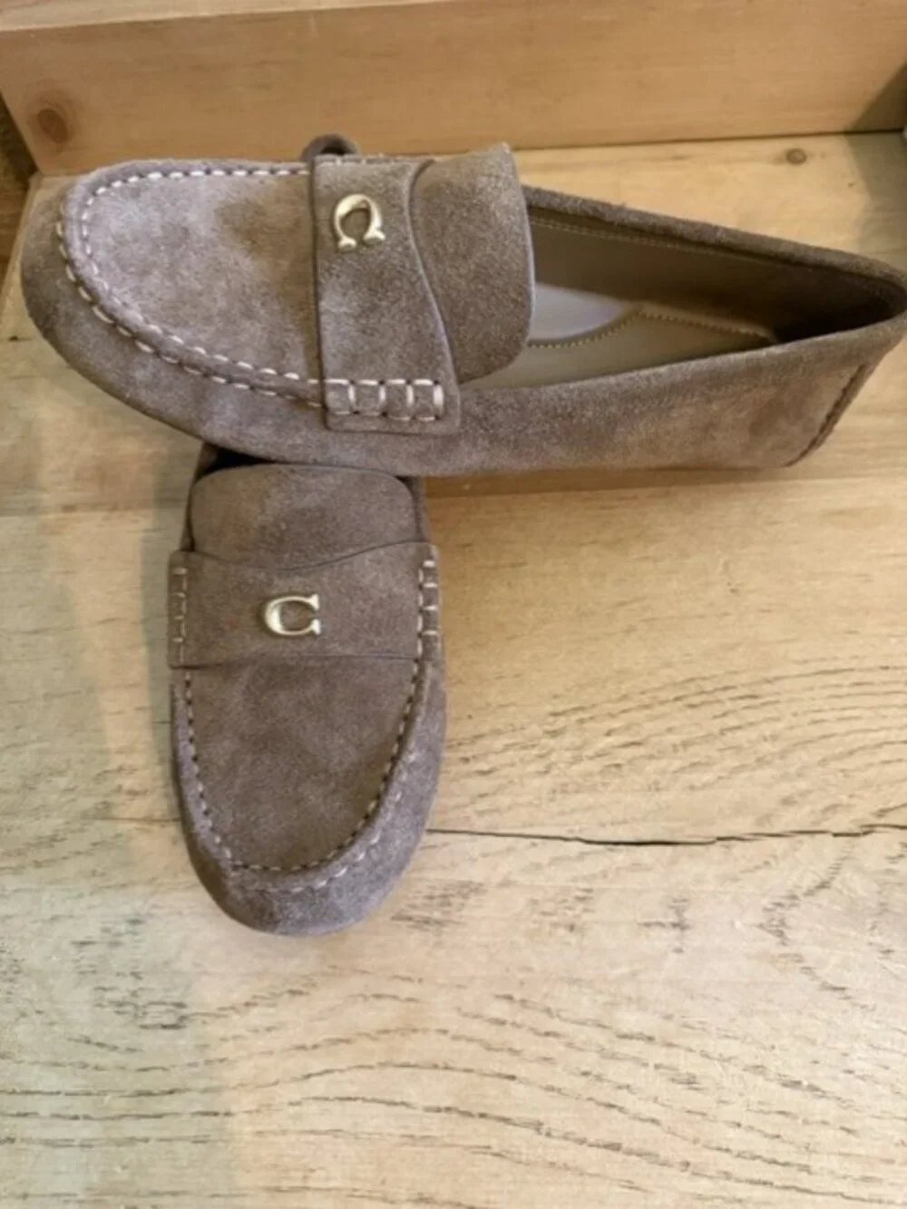 Coach Sculpted C Suede Driver Loafers - Womens Size 8.5